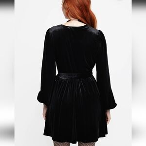 Disturbia Black Cleome Floral Spiderweb Embroidered Velvet Dress